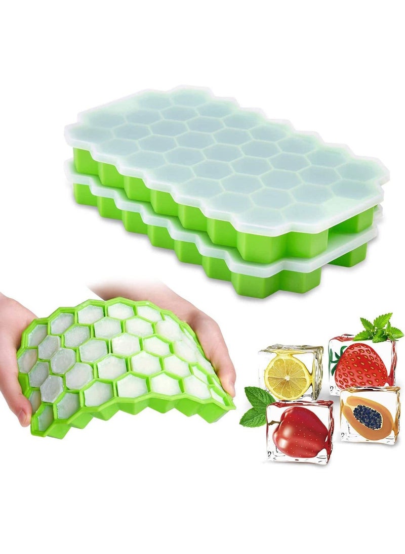 Arabest - BPA-Free Ice Cube Trays 2 Pack with Lids | 74 Silicone Molds for Perfect Ice Cubes & Chilled Drinks | Flexible Ice Cube Tray Set (74 Cubes/Molds) - Image 1