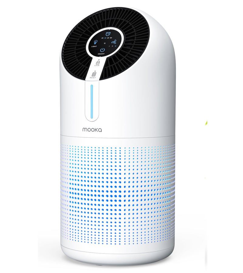 MOOKA Air Purifiers for Home Large Room up to 1095ftÂ², H13 HEPA Filter Air Cleaner for Pets Bedroom Remove Smoke Dust Pollens Dander, Room Air Purifier with Timer Lock 4 Modes Night Light, M02 - Image 1