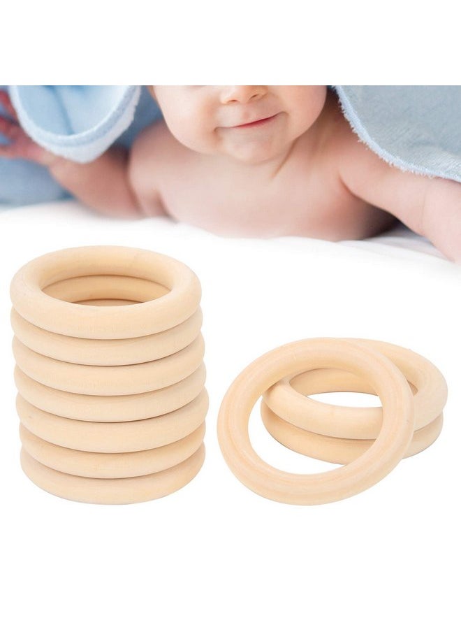 Zerodis 10Pcs Wood Teething Rings, 65mm Baby Unfinished Wood Circles Without Paint, Smooths Wood Circles for Crafts DIY Teething Ring, Jewelry Pendant Connectors (Wood Color-65mm)  - Image 3