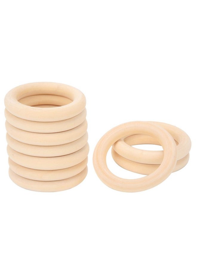 Zerodis 10Pcs Wood Teething Rings, 65mm Baby Unfinished Wood Circles Without Paint, Smooths Wood Circles for Crafts DIY Teething Ring, Jewelry Pendant Connectors (Wood Color-65mm)  - Image 1
