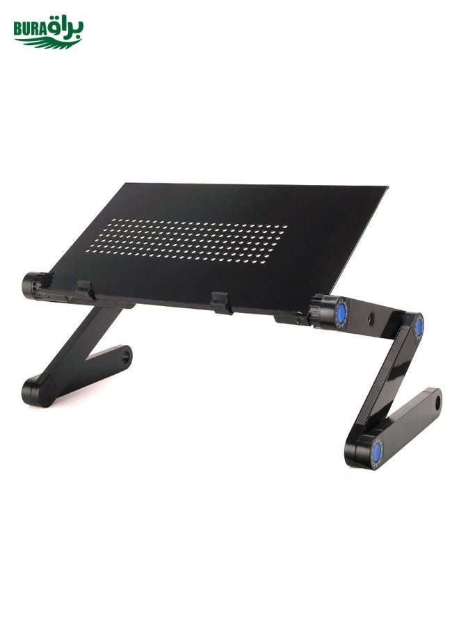 BURAQ Portable 360 Degree Adjustable Foldable Aluminium Alloy Desk Stand for Laptop / Notebook, without CPU Fans & Mouse Pad(Black)  - Image 2