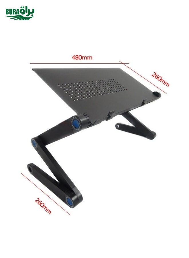BURAQ Portable 360 Degree Adjustable Foldable Aluminium Alloy Desk Stand for Laptop / Notebook, without CPU Fans & Mouse Pad(Black)  - Image 3