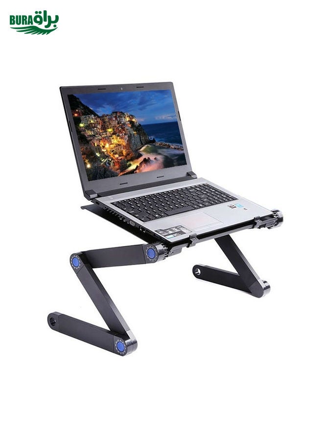 BURAQ Portable 360 Degree Adjustable Foldable Aluminium Alloy Desk Stand for Laptop / Notebook, without CPU Fans & Mouse Pad(Black)  - Image 4