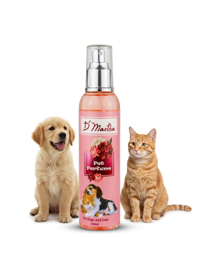 D'Martha Pet Perfume for Dogs & Cats 250ml – Long Lasting Fresh Fragrance Spray, Pet Deodorizer & Grooming Mist, Odor Eliminator Cologne for Puppies, Kittens, Dogs & Cats - Image 1