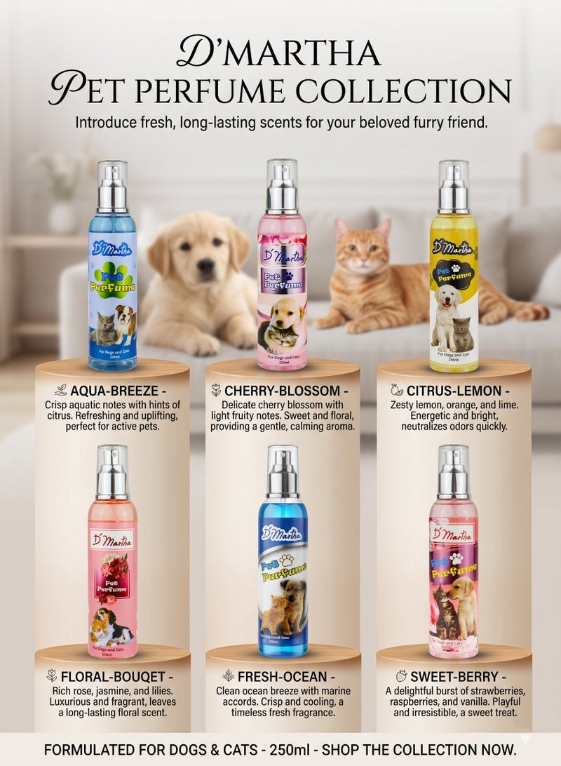 D'Martha Pet Perfume for Dogs & Cats 250ml – Long Lasting Fresh Fragrance Spray, Pet Deodorizer & Grooming Mist, Odor Eliminator Cologne for Puppies, Kittens, Dogs & Cats - Image 3