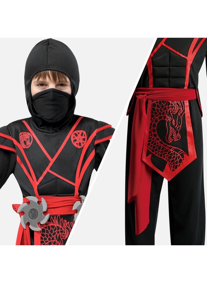 Spooktacular Creations Spooktacular Creations Halloween Ninja Costume Kids, Black Red Ninja Dragon Jumpsuit Set, Boys Halloween Costume for DressUp and RolePlay Party (Medium, 8-10 yrs) - Image 5