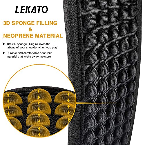 LEKATO Guitar Straps for Electric Guitar Bass, 3.5" Wide Padded Guitar Strap Neoprene Pad with 3D Sponge Filling Bass Guitar Straps Adjustable Length from 45" to 55" with Strap Locks, Picks - Image 2