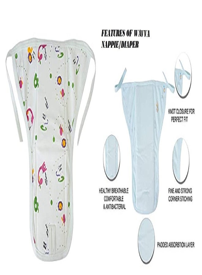 Wavva® Baby Cloth Diapers Triple Layer Cotton Cloth Nappies, Extra Padded- Extra Absorbent, Quick-Dry Adjustable Washable Reusable Langot Nappies Padded (Pack of 5) (Multi-Colors) - Image 3