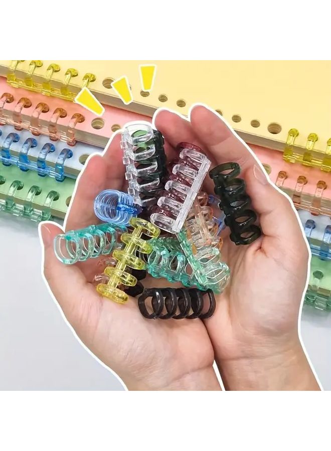 Brown 30 Pcs PET Plastic Binder Rings 5 Hole DIY Loose Leaf Book Rings Office School Supplies - Image 3