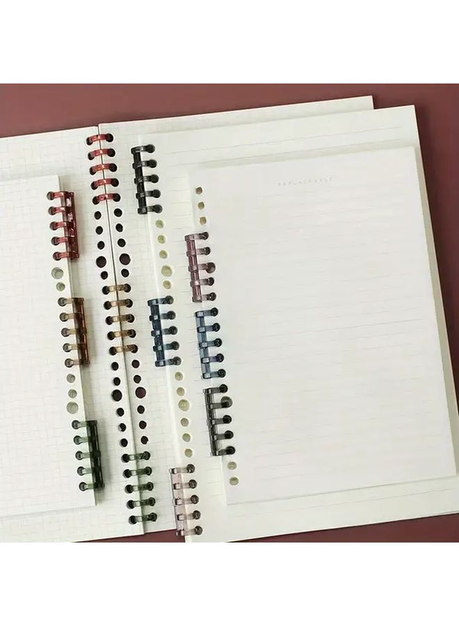 Brown 30 Pcs PET Plastic Binder Rings 5 Hole DIY Loose Leaf Book Rings Office School Supplies - Image 5