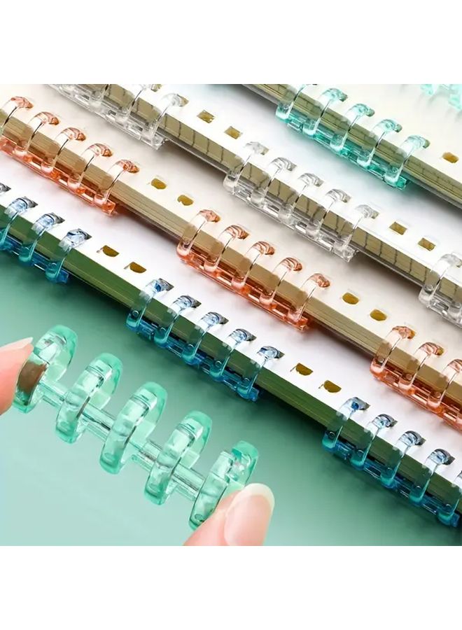 Brown 30 Pcs PET Plastic Binder Rings 5 Hole DIY Loose Leaf Book Rings Office School Supplies - Image 2