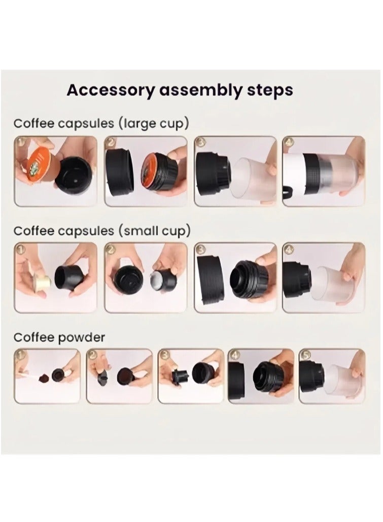 – ماكينة إسبرسو وكبسولات كهربائية، تحضير ساخن وبارد، متوافقة مع نسبريسو 1 في 3ماكينة قهوة عربية محمولة والقهوة المطحونة، مناسبة للسفر والاستخدام في السيارة - Image 4