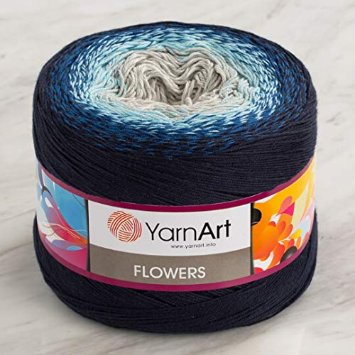 YarnArt Yarn Art Flowers 55% Cotton 45% Acrylic 250gr 1094yds Multicolor Rainbow Crochet Sport Yarn (261) - Image 1