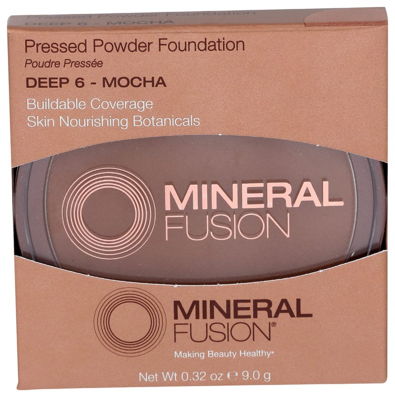 Mineral Fusion Pressed Powder Foundation Deep 6  Deep Skin wCool Undertones Age Defying Foundation Makeup with Matte Finish Talc Free Face Powder Hypoallergenic CrueltyFree 032 Oz