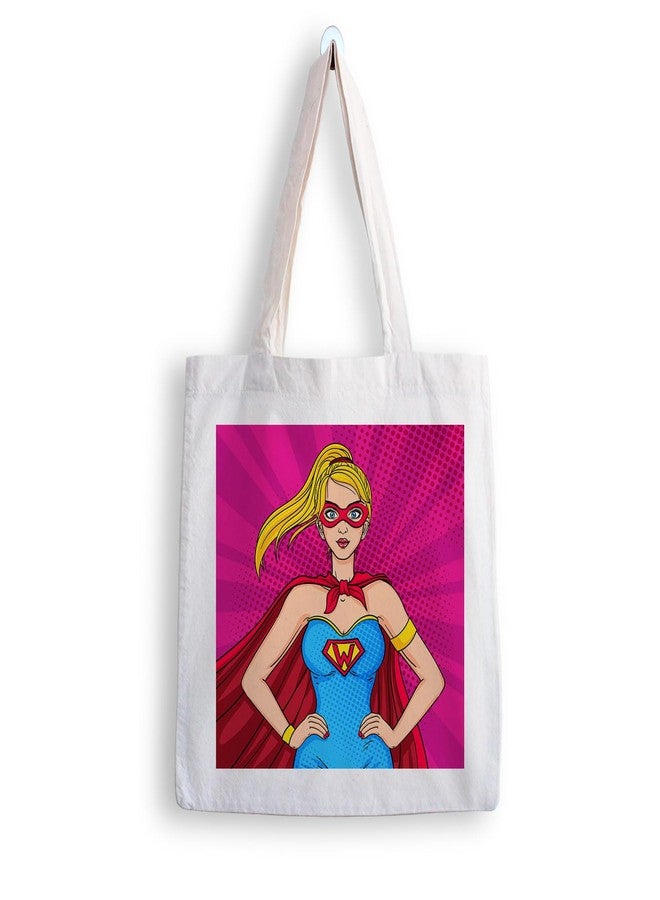 ARTBUG Tote Bag for Women with zip, Aesthetic Canvas tote bag for college girls, office, stylish and reusable - Super Women - D No - 164 - Image 1