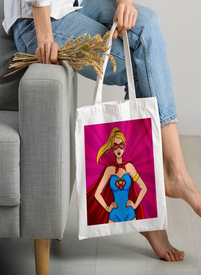 ARTBUG Tote Bag for Women with zip, Aesthetic Canvas tote bag for college girls, office, stylish and reusable - Super Women - D No - 164 - Image 2
