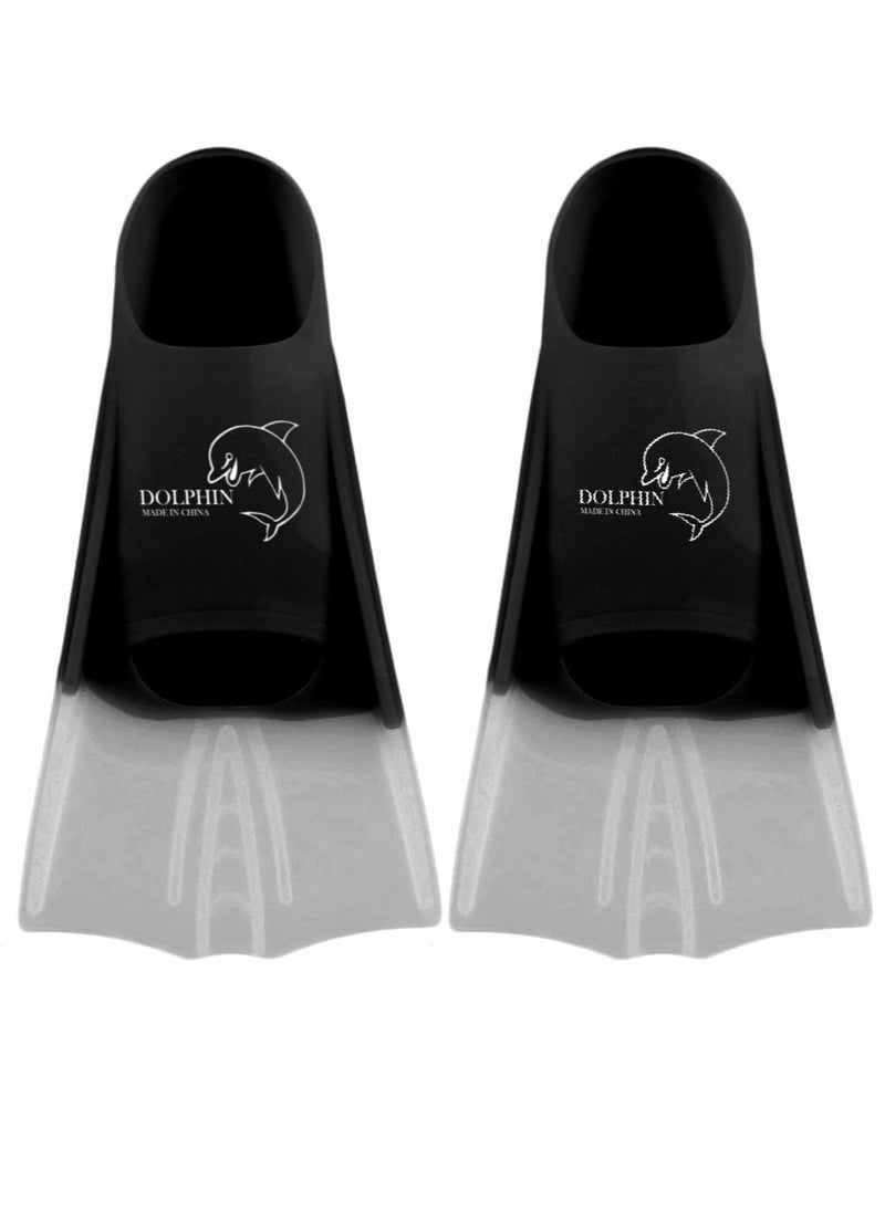 Dolphin Silicone Swim Training Short Fins Size L (39-41), Black/White 