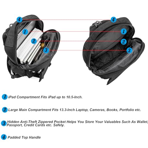 NICGID Sling Bag Backpack, 13.3'' Laptop Bag Crossbody Shoulder Chest Backpacks Travel Outdoors for Men Women - Image 4
