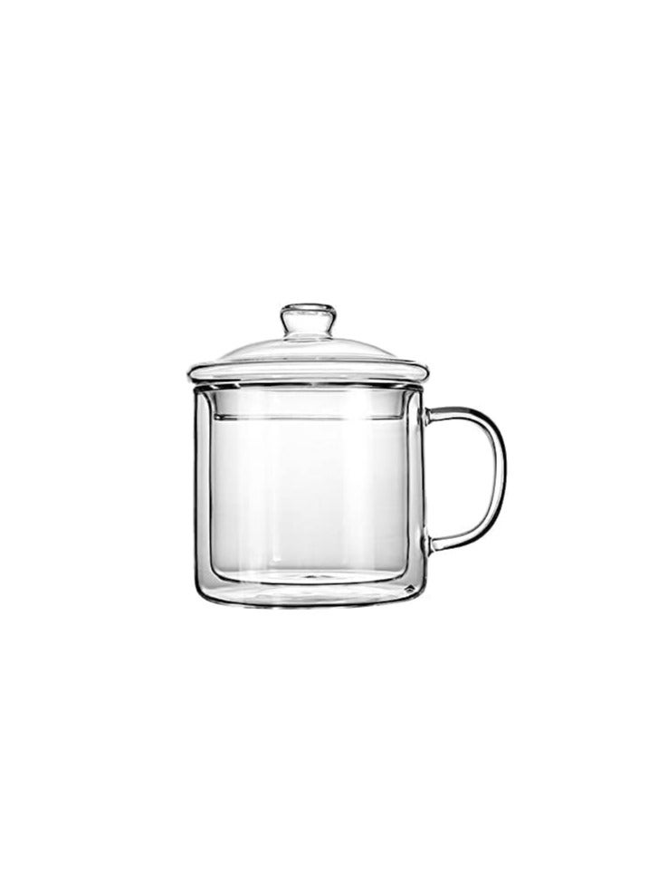 Dubkart Double Layer Clear Glass Mug with Glass Lid 350 Milliliters - Image 2