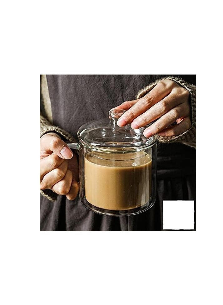 Dubkart Double Layer Clear Glass Mug with Glass Lid 350 Milliliters - Image 3