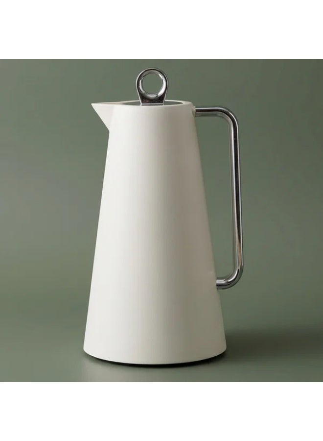 Glory Thermos, 1 liter, glass inner material, silver handle, pressure cap - silver white - Image 1