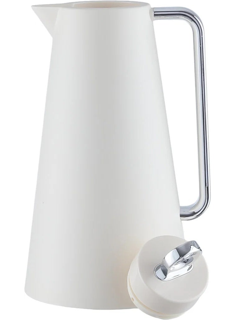 Glory Thermos, 1 liter, glass inner material, silver handle, pressure cap - silver white - Image 4