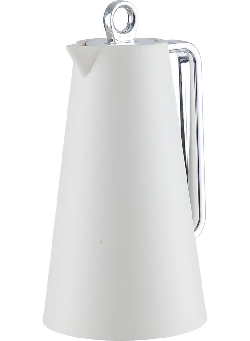Glory Thermos, 1 liter, glass inner material, silver handle, pressure cap - silver white - Image 3