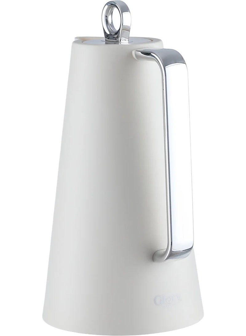Glory Thermos, 1 liter, glass inner material, silver handle, pressure cap - silver white - Image 2