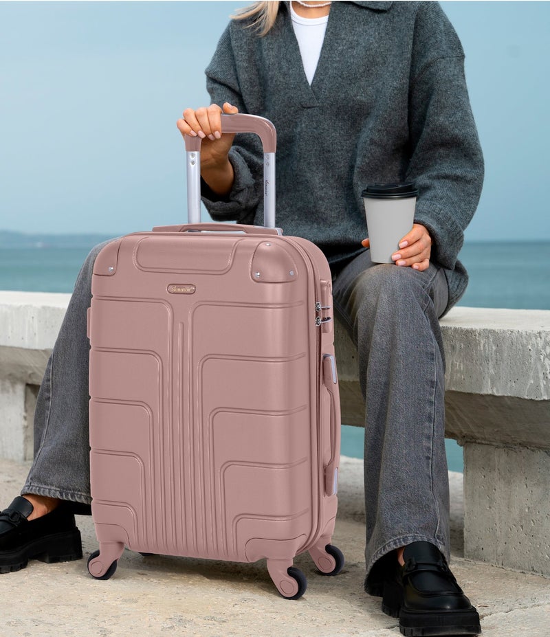 SENATOR Hard Case Travel Bag Medium Checked Luggage Trolley ABS Lightweight Suitcase with 4 Spinner Wheels A1012, Rose Gold - Image 2