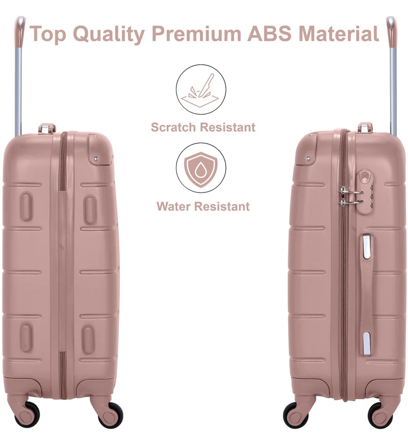 Senator Rose Gold Hard Case Travel Bag Medium Checked Luggage Trolley ABS Lightweight Suitcase with 4 Spinner Wheels A1012, Rose Gold  | Best Price UAE