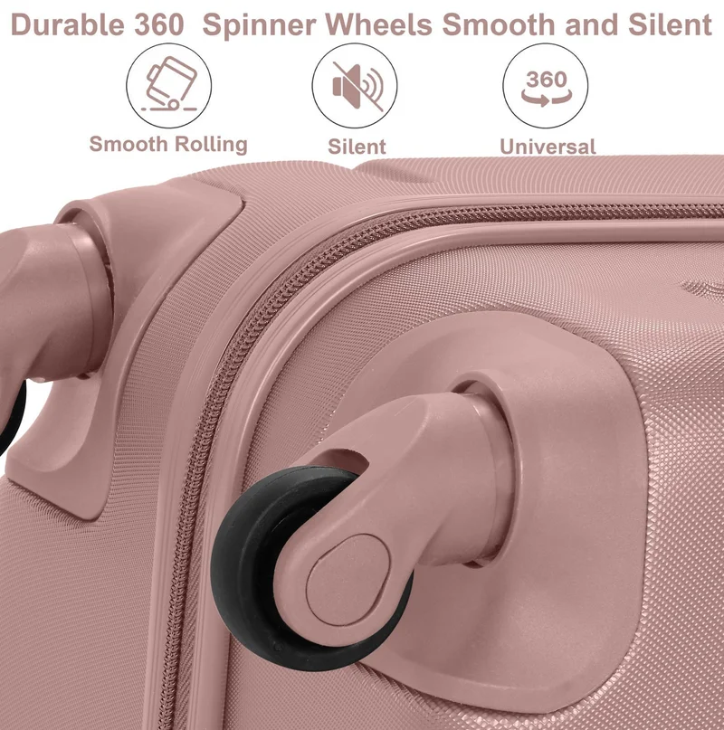 Senator Rose Gold Hard Case Travel Bag Medium Checked Luggage Trolley ABS Lightweight Suitcase with 4 Spinner Wheels A1012, Rose Gold  | Best Price UAE