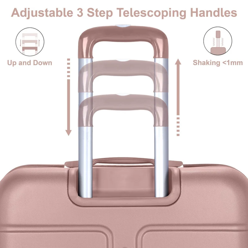 Senator Rose Gold Hard Case Travel Bag Medium Checked Luggage Trolley ABS Lightweight Suitcase with 4 Spinner Wheels A1012, Rose Gold  | Best Price UAE