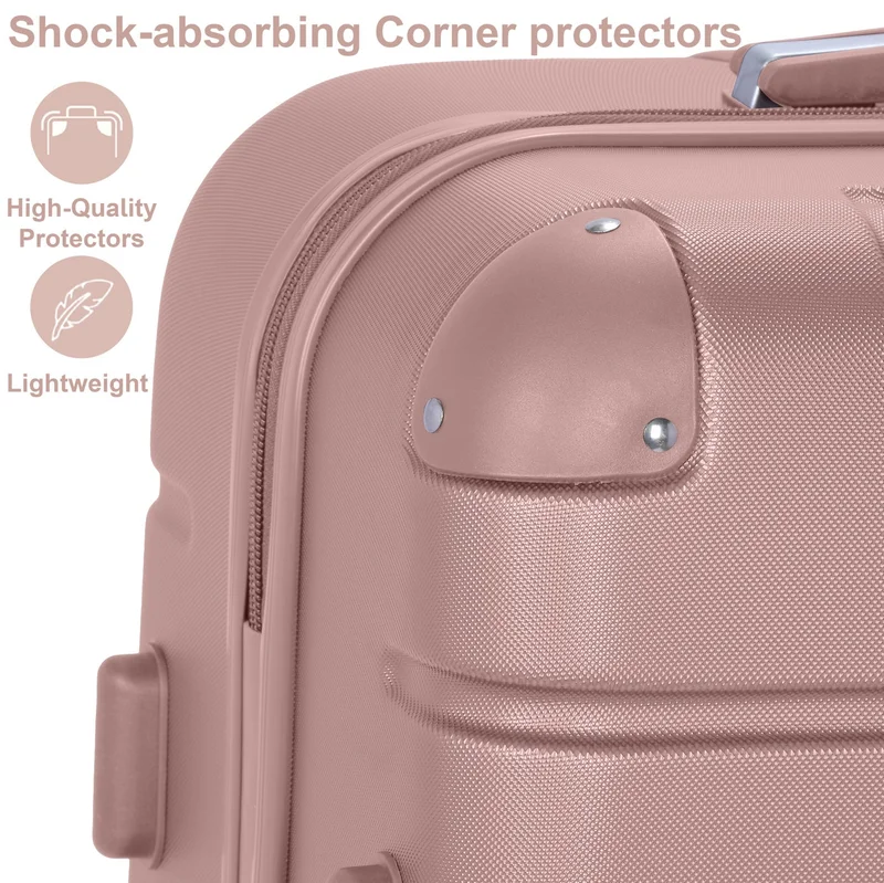 Senator Rose Gold Hard Case Travel Bag Medium Checked Luggage Trolley ABS Lightweight Suitcase with 4 Spinner Wheels A1012, Rose Gold  | Best Price UAE