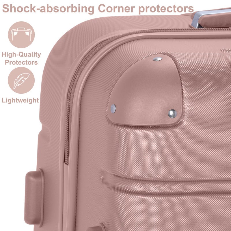 SENATOR Hard Case Travel Bag Medium Checked Luggage Trolley ABS Lightweight Suitcase with 4 Spinner Wheels A1012, Rose Gold - Image 5