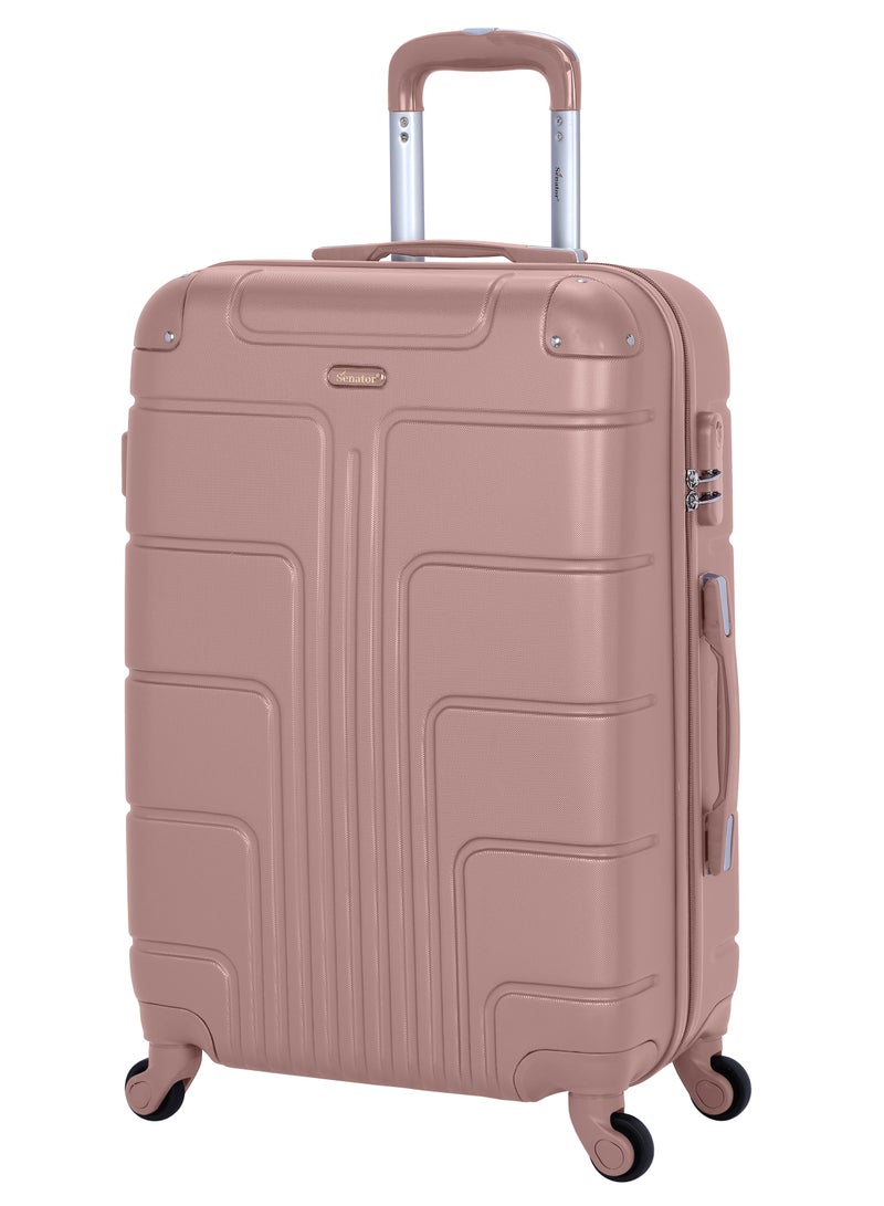 SENATOR Hard Case Travel Bag Medium Checked Luggage Trolley ABS Lightweight Suitcase with 4 Spinner Wheels A1012, Rose Gold - Image 1