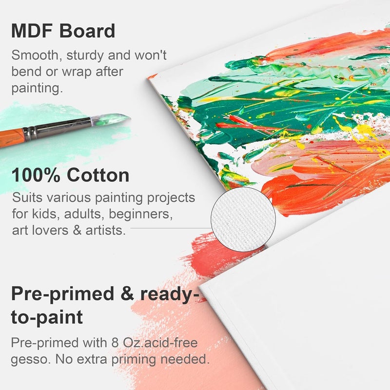 Phoenix Painting Canvas Panels 12x16 Inch, 12 Value Pack - 8 Oz Triple Primed 100% Cotton Acid Free Canvas Boards for Painting, White Blank Flat Canvas Boards for Acrylic, Oil Paints - Image 3