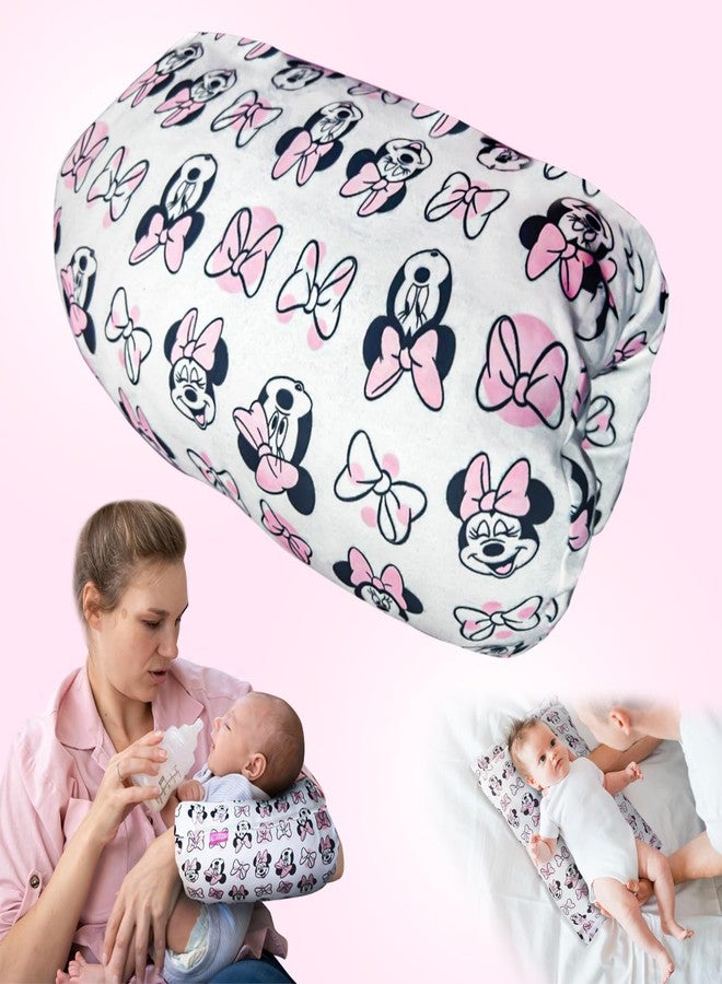 GET IT Premium Breast Feeding Foam Pillow with Detachable Cover | Newborn Nursing |Zip Buckle Adjustment | Support Baby Mom | Upto 2 Years (Mickey White Round, Foam Extra Large, Polyurethane (PU)) - Image 1