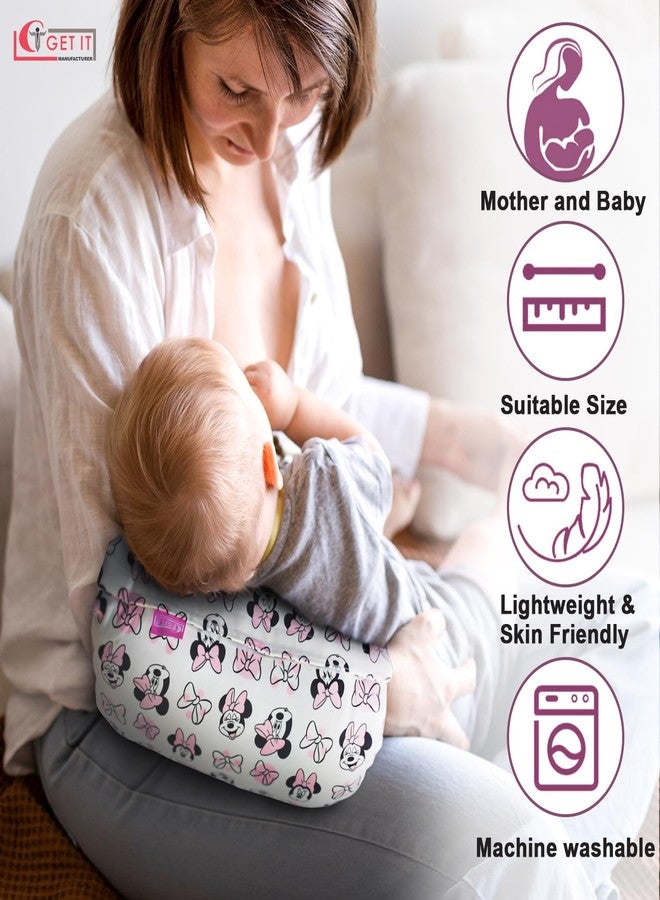 GET IT Premium Breast Feeding Foam Pillow with Detachable Cover | Newborn Nursing |Zip Buckle Adjustment | Support Baby Mom | Upto 2 Years (Mickey White Round, Foam Extra Large, Polyurethane (PU)) - Image 2