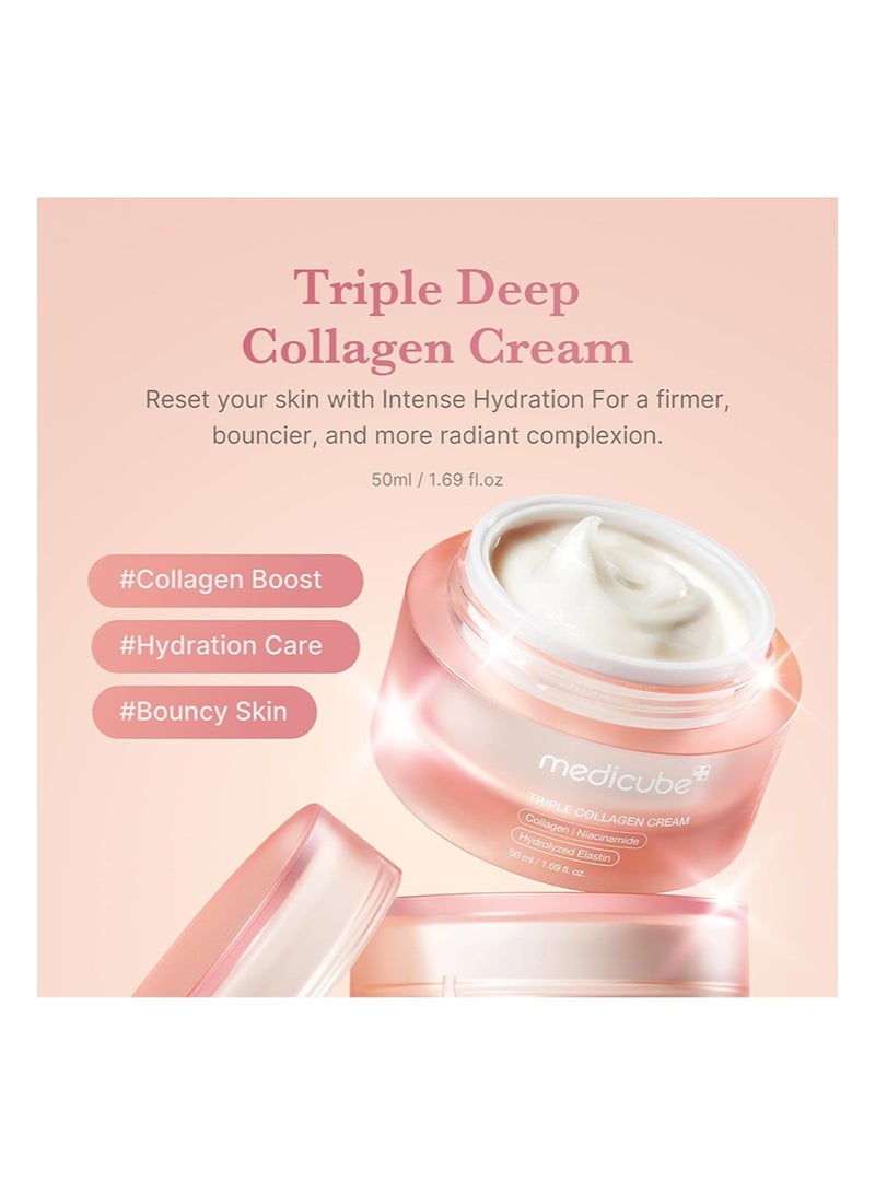 ميديكيوب ميدكيوب ثلاثي الكولاجين مغذي ومرطب ثنائي: كريم ثلاثي الكولاجين وسيروم ثلاثي الكولاجين | نياسيناميد وحمض الهيالورونيك لبشرة مشرقة وأكثر نضارة - Image 2