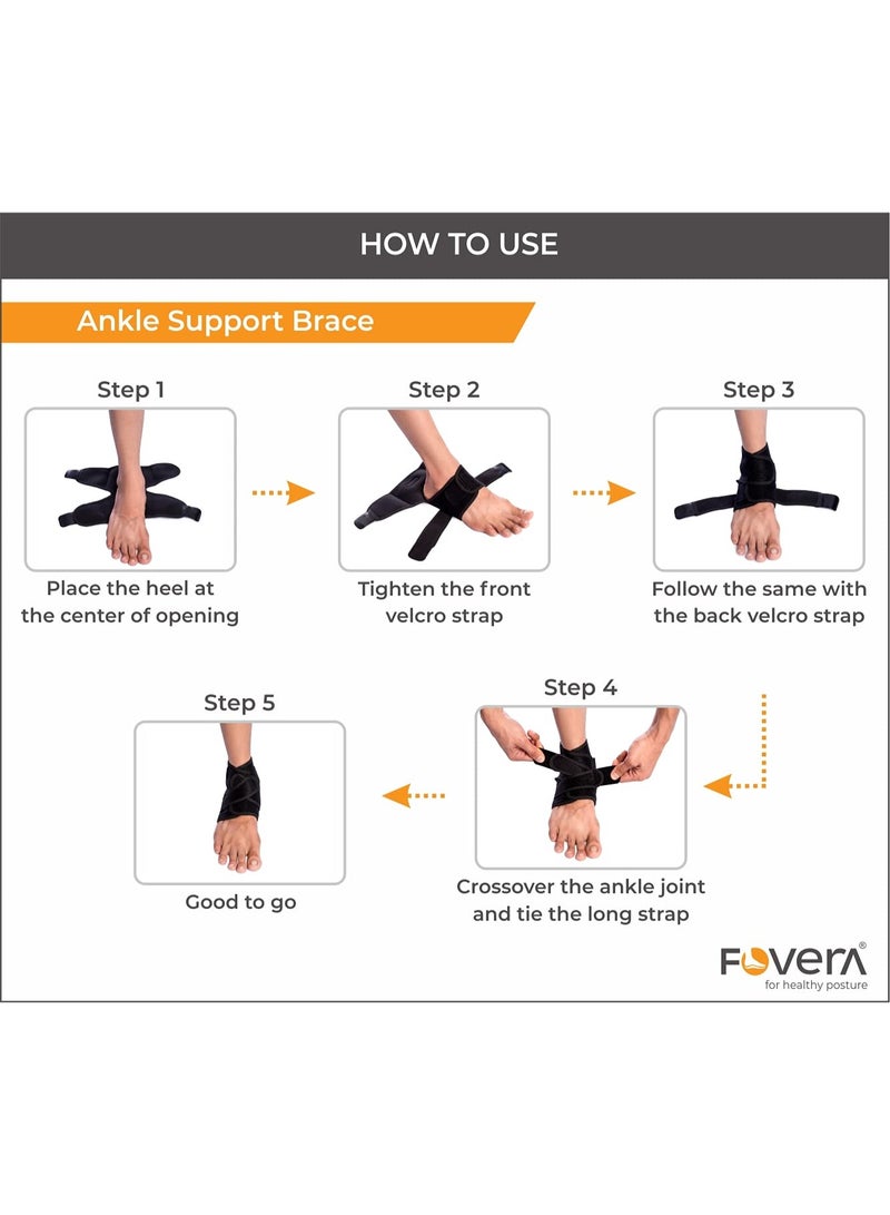 FOVERA Premium Ankle Support Compression Brace for Injuries, Ankle Protection | Adjustable Wrap for Pain Relief & Recovery, Ankle Band for Men & Women, Breathable Neoprene - 1 Pc, Universal Size - Image 4
