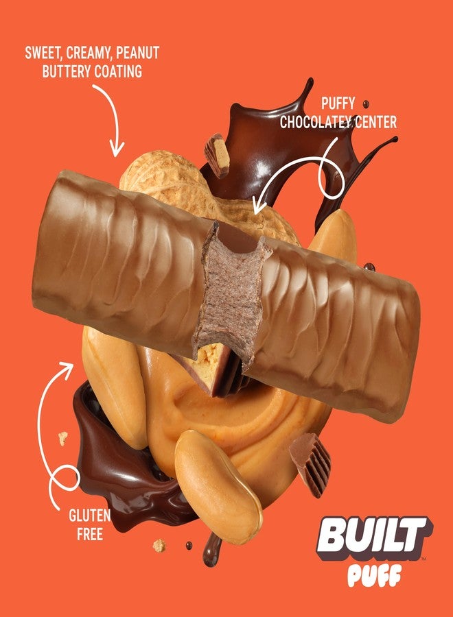 BUILT Bar Puff Protein Bars - Peanut Butter Cup - 17g Protein Snack Bars with Collagen - Calorie Conscious & Gluten Free - 12 Count - Image 2