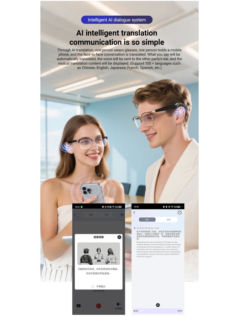 Generic Multi-functional Music Play Phone Answering AI Simultaneous Translation Smart Wireless Bluetooth Glasses Anti-Blue Light Glasses  - Image 5