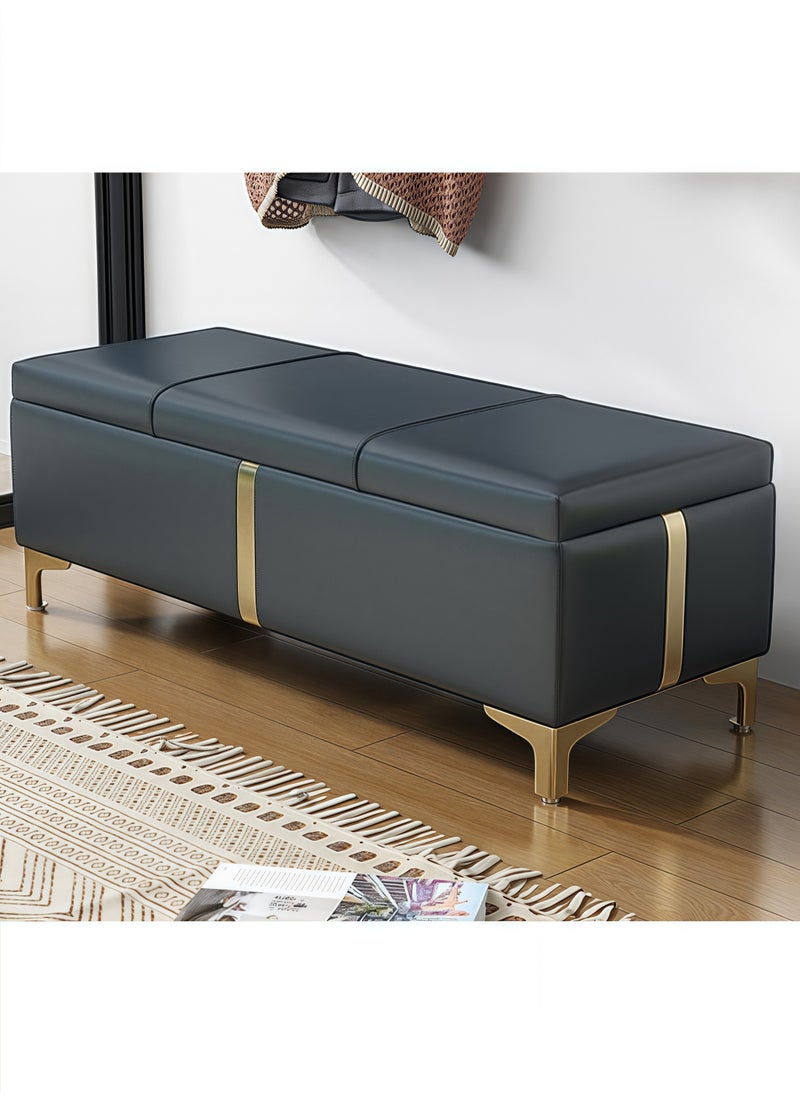 Generic Storage Bench with Metal Legs Ottoman Upholstered Bench Perfect for End of Bed Seating And Storage in Bedroom, Living Room, And Entryway(1.5m) 