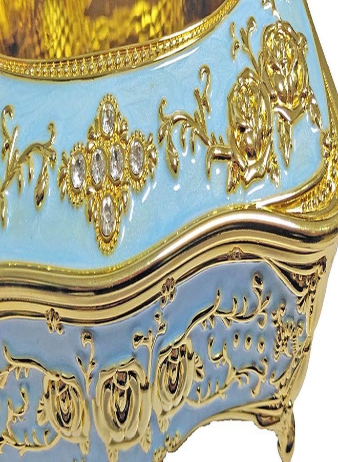acdiac Luxurious European-Style Vintage Tissue Box Cover with Roses and Rhinestones Decor for Living Rooms Bathrooms Bedrooms Studies Offices Restaurant (Gold&Blue) - Image 5