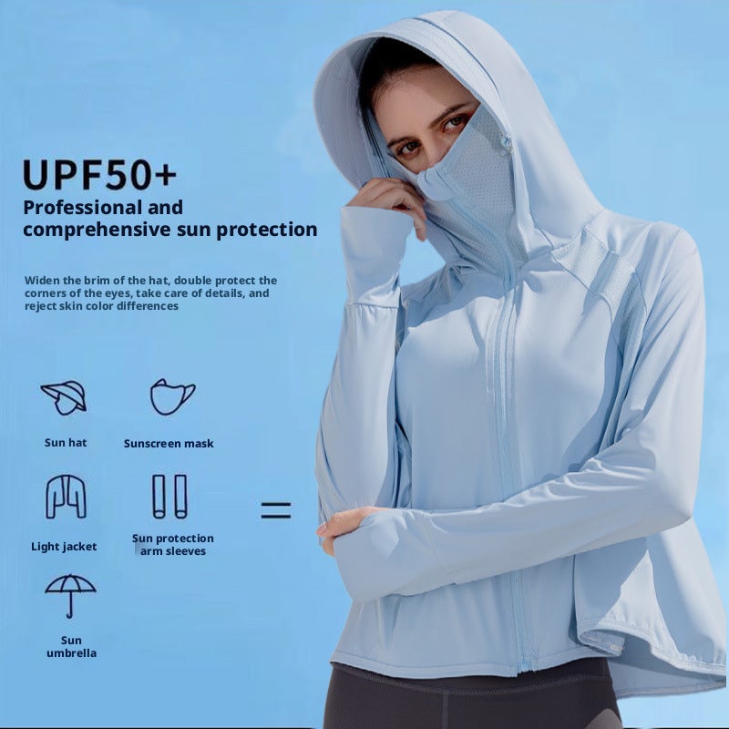 Women's UPF50+ Sun Protection Hooded Jacket - Lightweight Breathable Short Cardigan - Image 4