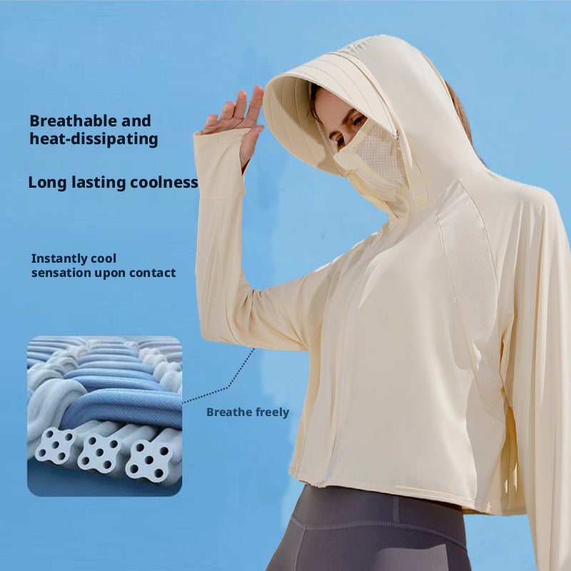 Women's UPF50+ Sun Protection Hooded Jacket - Lightweight Breathable Short Cardigan - Image 3