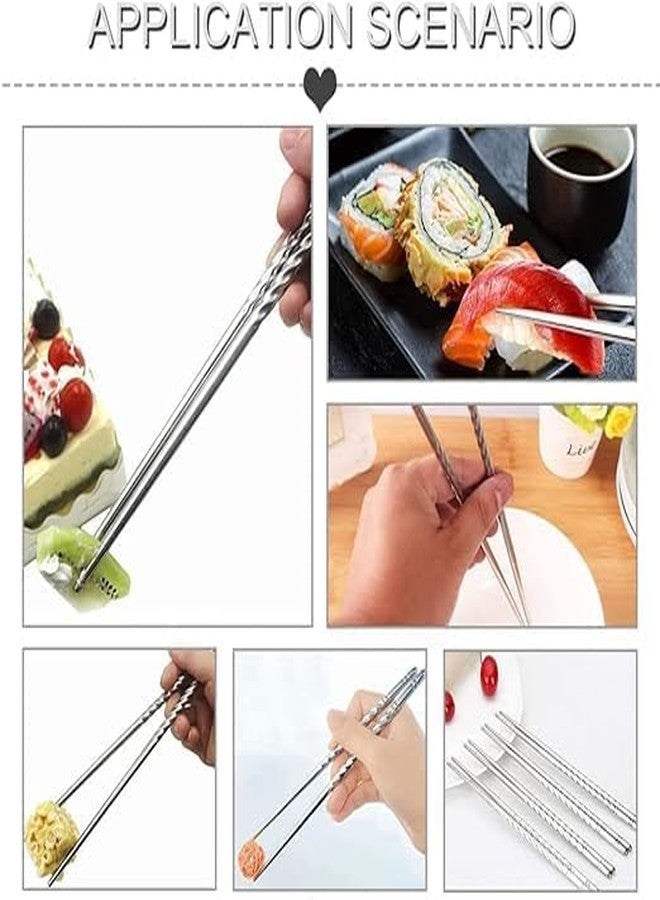 PALIWAL CREATION Reusable Stainless Steel Chopsticks, 10 Pairs, Dishwasher Safe, Lightweight - Image 3
