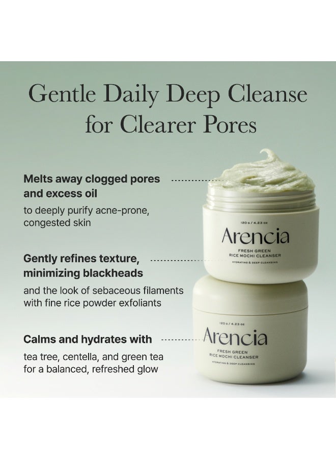 arena Arencia - Korean Rice Mochi Face Cleanser - Face Mask, Foaming Cleanser, Gentle Scrub All in One - Deep Cleansing, Moisturizing, Pore Minimizing, Removing Blackhead- with Rice Water & Green Tea, Mugwort - Image 4