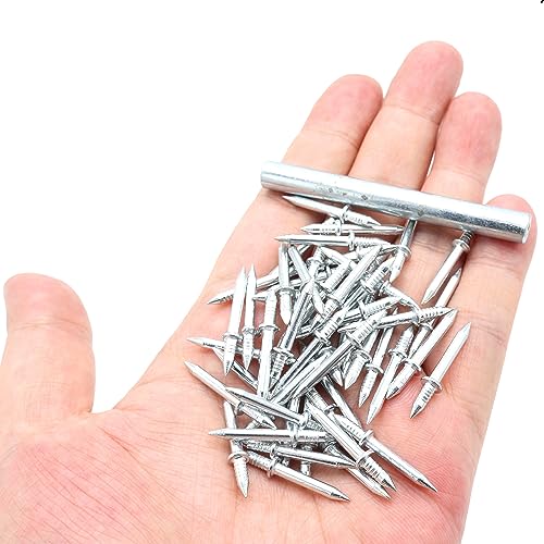 ZXUEZHENG 50Pcs Double-Head Skirting Thread Seamless Nail, Skirting Line Without Marks Nail,Invisible Security Screws,Solid Wood Baseboard Double-Headed Nails,Equipped with Nail Specific Sleeve Tool - Image 5