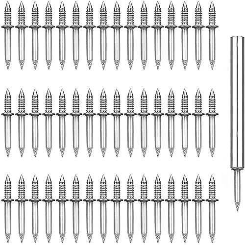 ZXUEZHENG 50Pcs Double-Head Skirting Thread Seamless Nail, Skirting Line Without Marks Nail,Invisible Security Screws,Solid Wood Baseboard Double-Headed Nails,Equipped with Nail Specific Sleeve Tool - Image 1